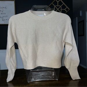 Women’s | Pink Rose Cream Ribbed Knit Sweater | Size L